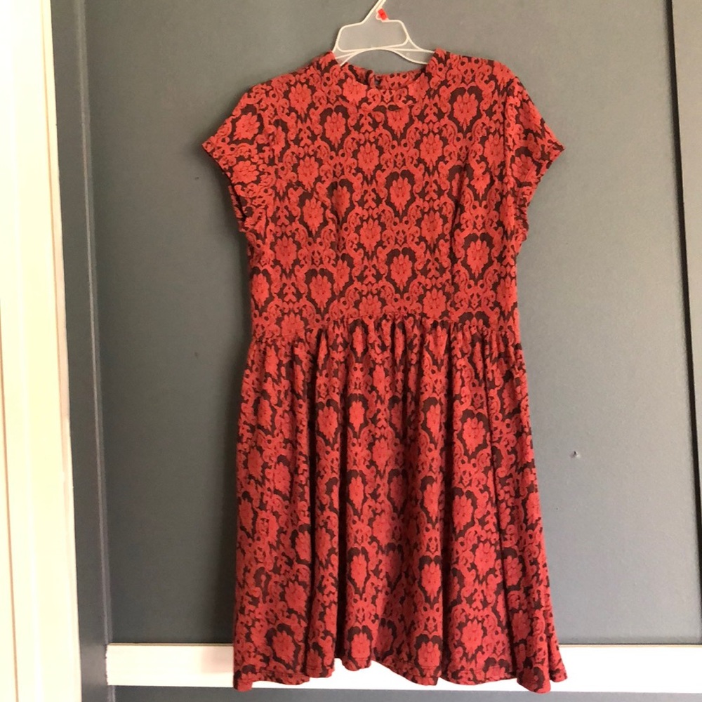 red/orange lace dress